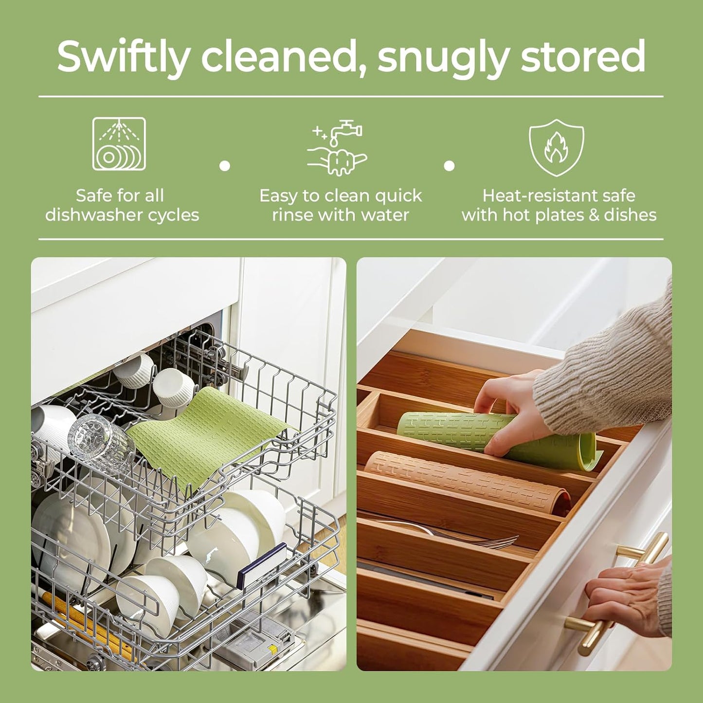Keechee Silicone Non-Slip Mat for Cutting board, Preventing Cutting Injuries in the Kitchen Chopping Boards Feet for Kitchen Safe, Warm Gifts for Kitchen & Home Protector (Green)