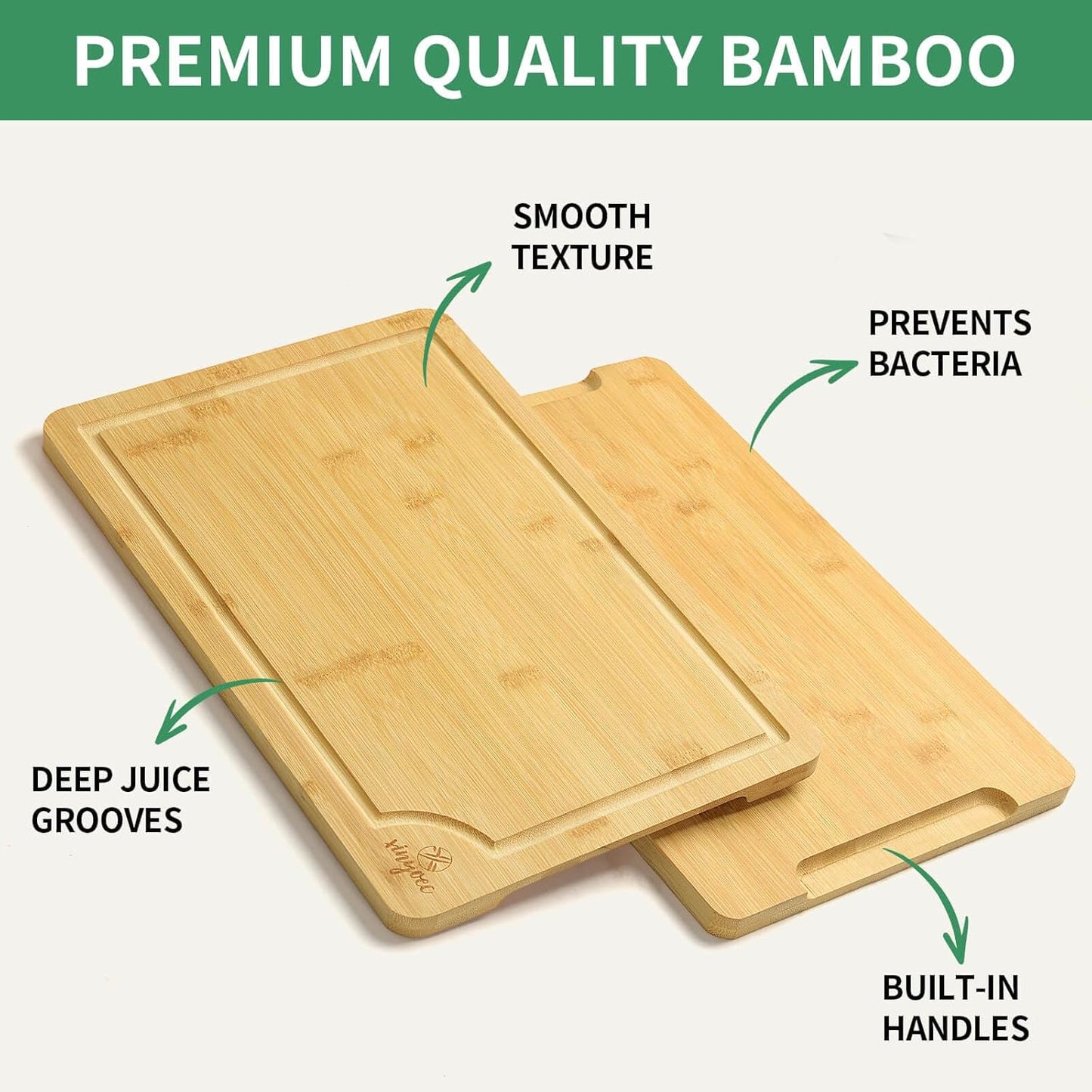 Bamboo Cutting Board Set for Kitchen - Cutting Board Set of 3 with Groove and Cutting Board Rack, Easy to Clean, Ideal for Bamboo Chopping Board Set for Chopping Meat, Vegetables, Fruits