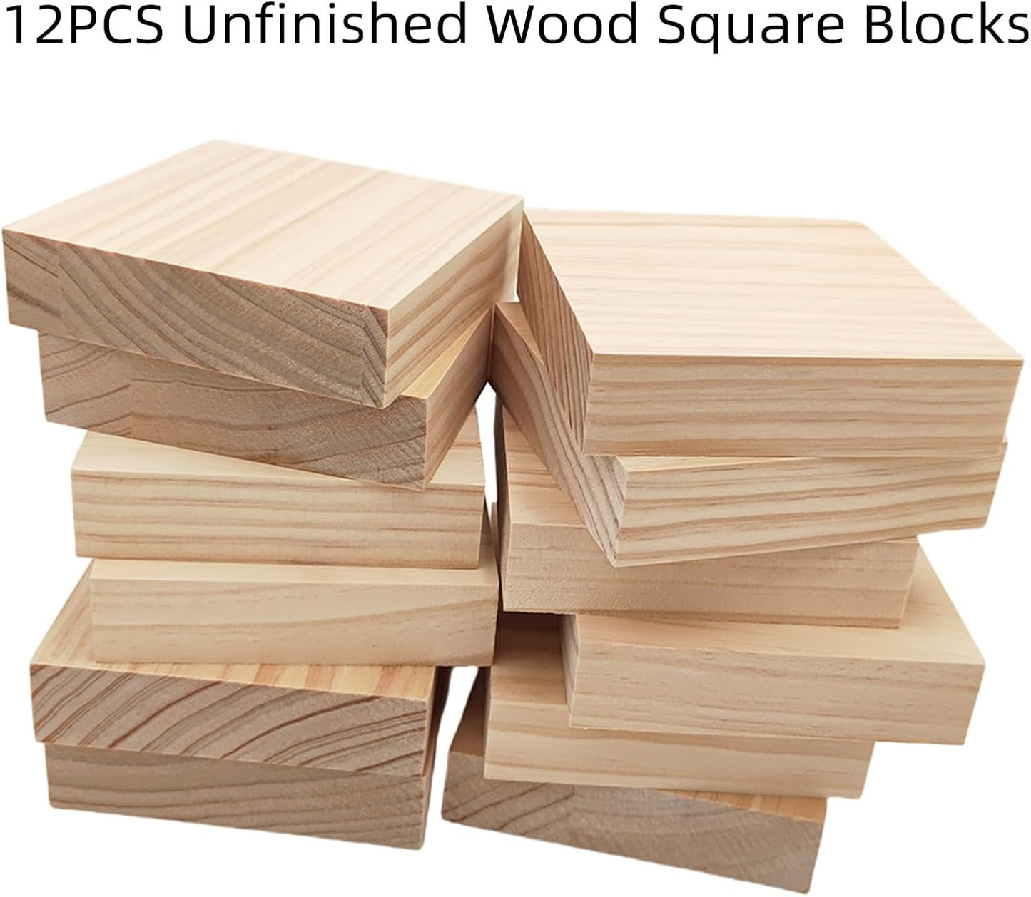 6PCS Unfinished Wood Square Blocks for Crafts, 6x6x1in Blank Wooden Squares Pine Wood Boards for Carving,DIY Wood Coasters,Painting & Burning