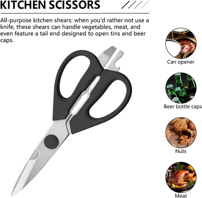 14-Piece Kitchen Knife Set with Detachable Block, High Carbon Stainless Steel Dishwasher Safe Knives, Includes Chef, Santoku, Bread, Steak Knives for Home Kitchen,White