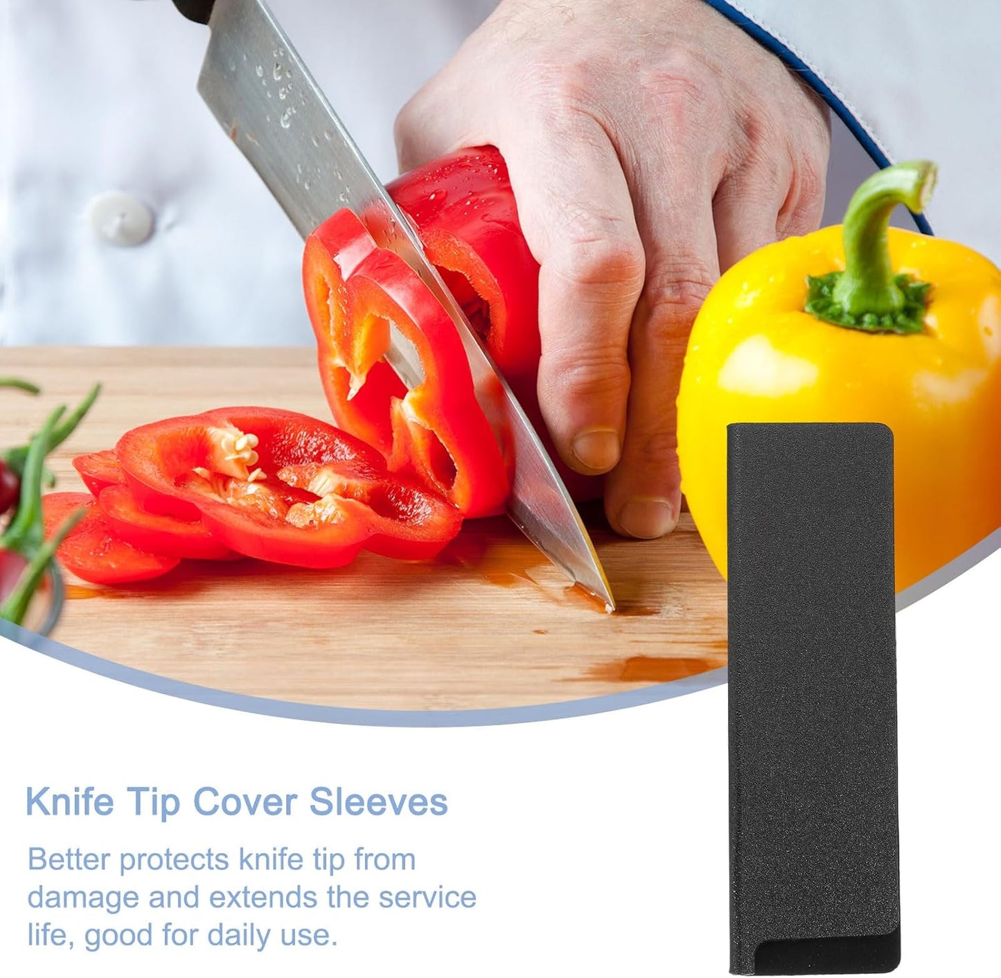 uxcell 2 Pcs Knife Tip Guards 6.5"x 2" ABS Knife Cover Sleeves Knife Case Blade Protector Universal Knife Sheath for Home Kitchen Knife, Black