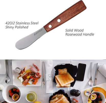 Cheese Knife, MATTSTONE HILL Cheese Knives Set - Soft & Semi Hard Cheese Knife, Soft Cheese Slicer, Cheese Cleaver, Hard Cheese Cutter, Premium Stainless Steel, Wood Handle