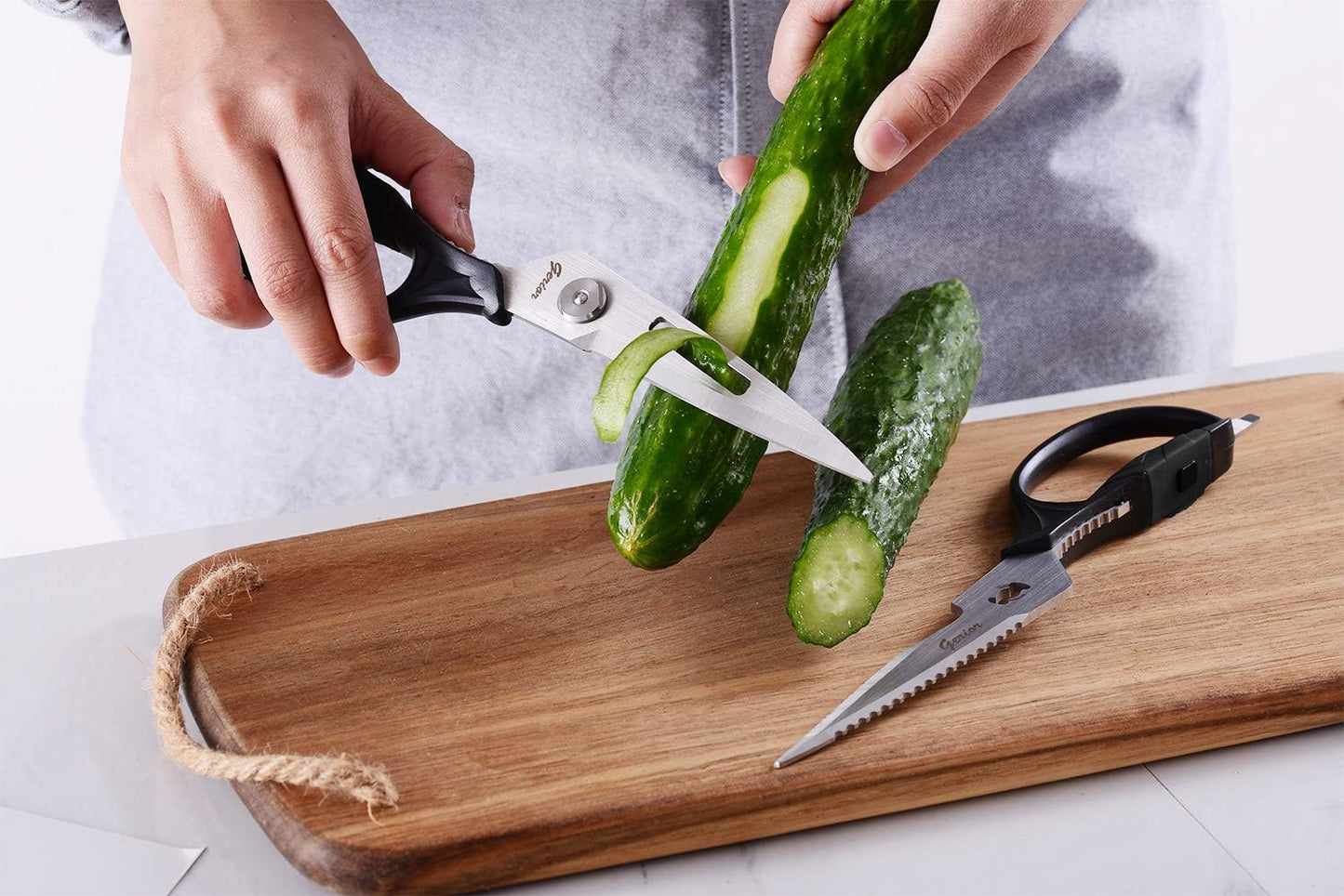 Kitchen Shears Come-Apart - Heavy Duty Culinary Scissors for Cutting Poultry, Fish, Meat, Food - Large Size (9.25”) - Ultra Sharp Blade - Black Handle