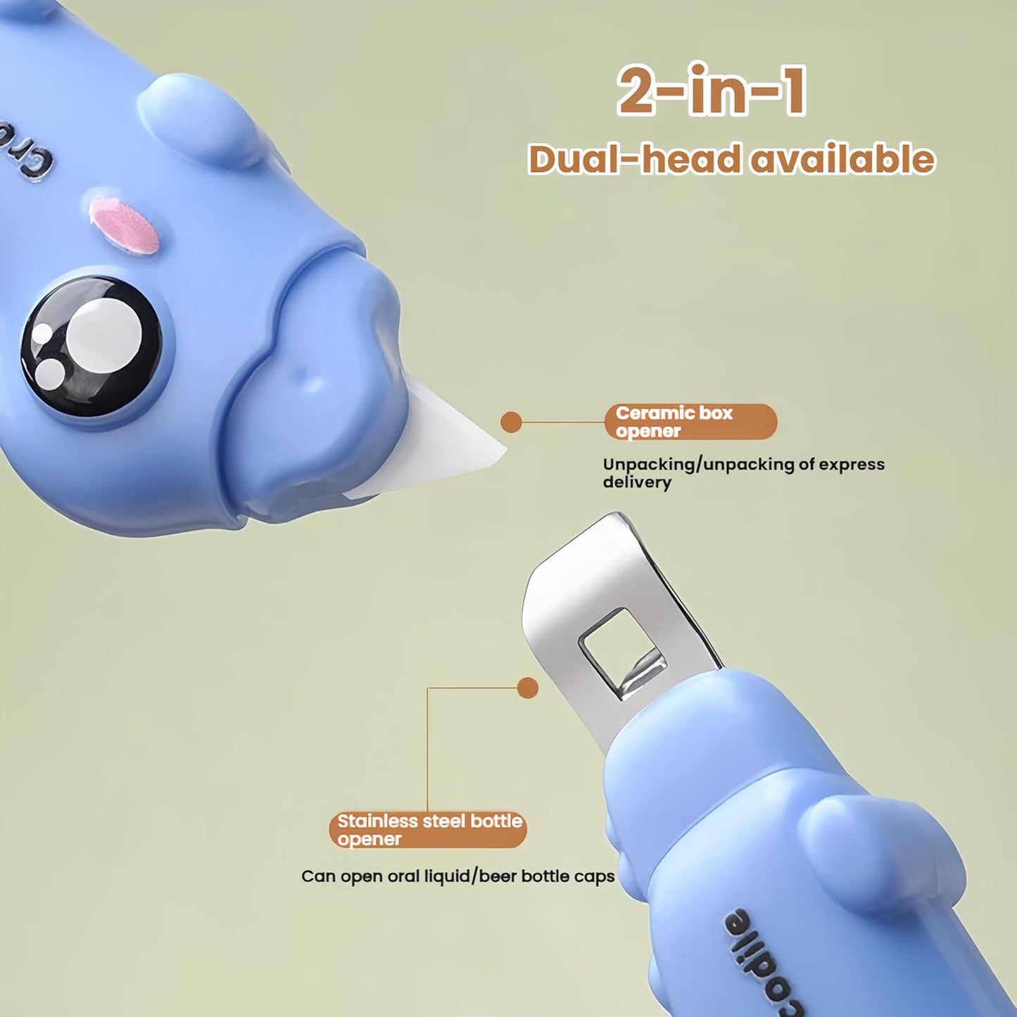 2 Pack Ceramic Box Cutter, Retractable, Mini, Cute, Box Opener, Built-In Magnetic, Small Box Cutter, Safe for Kids, Package Opener with Lanyard for Home, Office