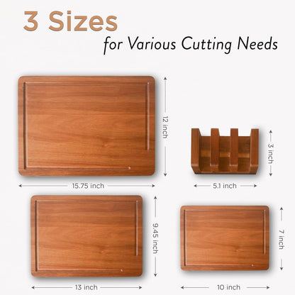 Acacia wood Cutting Board – 11 PCS set, Extra large wood cutting boards with holder, Deep Juice Grooves, Halloween Charcuterie Board, Cutting boards non toxic for kitchen, Ideal Gift for Birthday