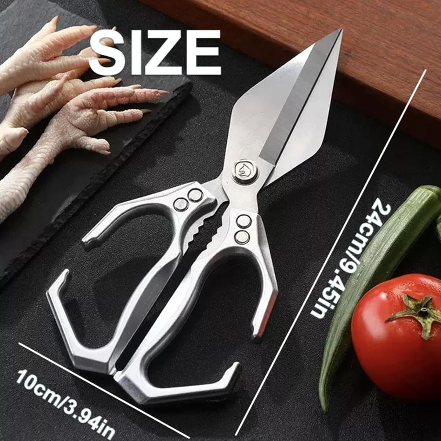 Multifunctional Heavy-Duty Kitchen Shears, Poultry Scissors with Ergonomic Handle, Dishwasher Safe Shears for Chicken, Meat, Seafood, Bone Cutting (Red)