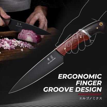 DRGSKL Boning Knife 7 inch - Brisket Trimming Knives for Meat Cutting, Black Butcher Slicing Knives with Full Tang Handle, Kitchen Fillet Knife for Birthday Dad Mom Gift