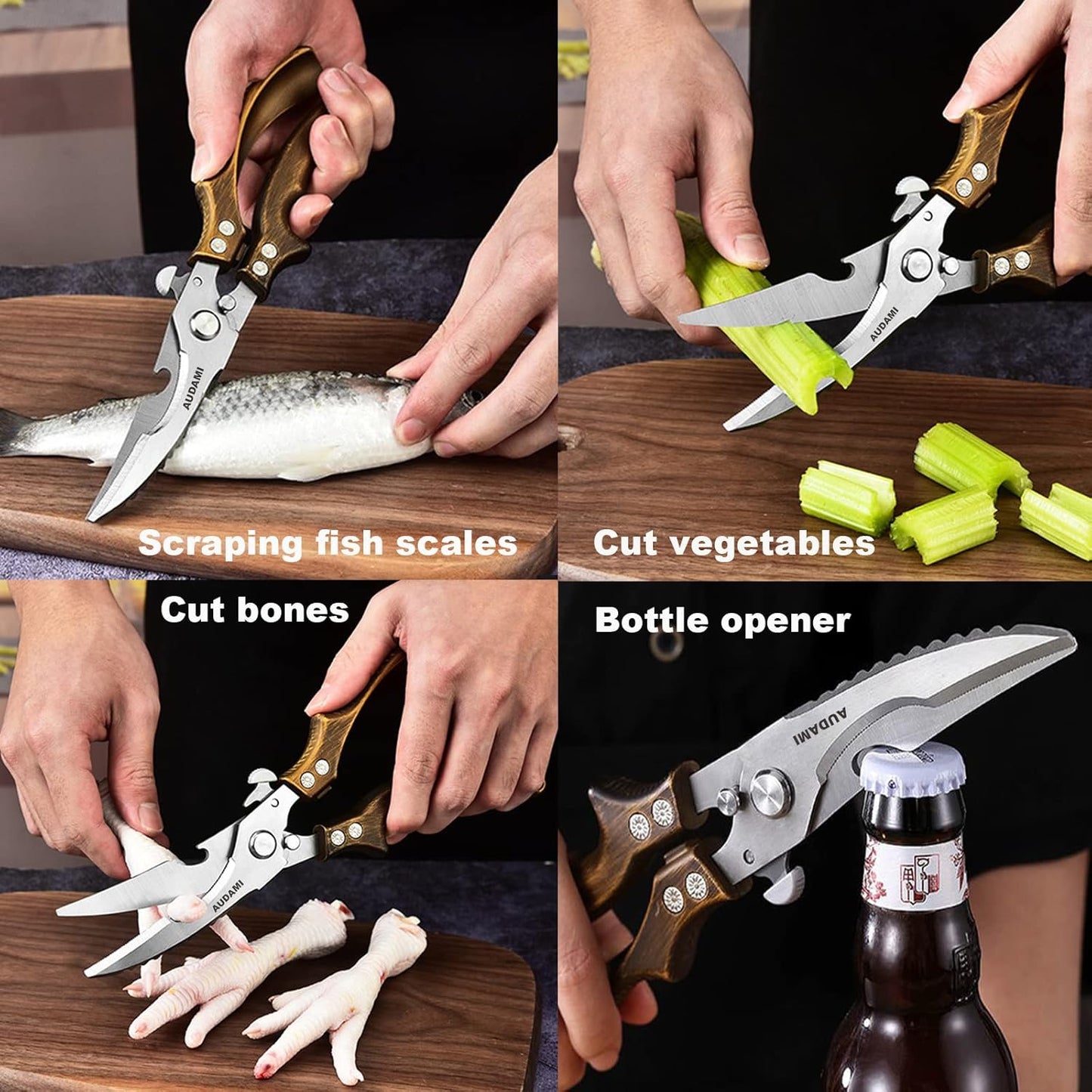 Kitchen scissors 2 Pack,Poultry Shears Heavy Duty Professional Stainless Steel Kitchen Shears,Utility Scissors Food Scissors for Turkey, Meat,Bone,Fish,Chicken,Vegetables,Herbs,BBQ