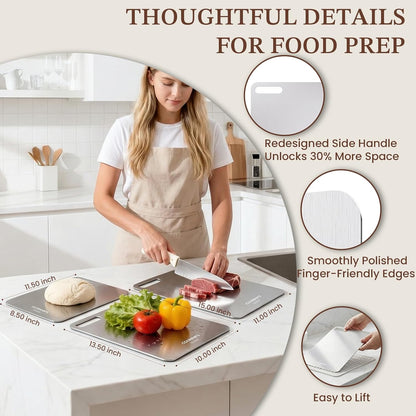 Titanium Cutting Board for Kitchen, 11.5"L x 8"W Small Metal Non Toxic Cutting Boards Dishwasher Safe, Chopping Board for Meat, Fruit, Vegetables, Outdoor, Camping (No Mat)