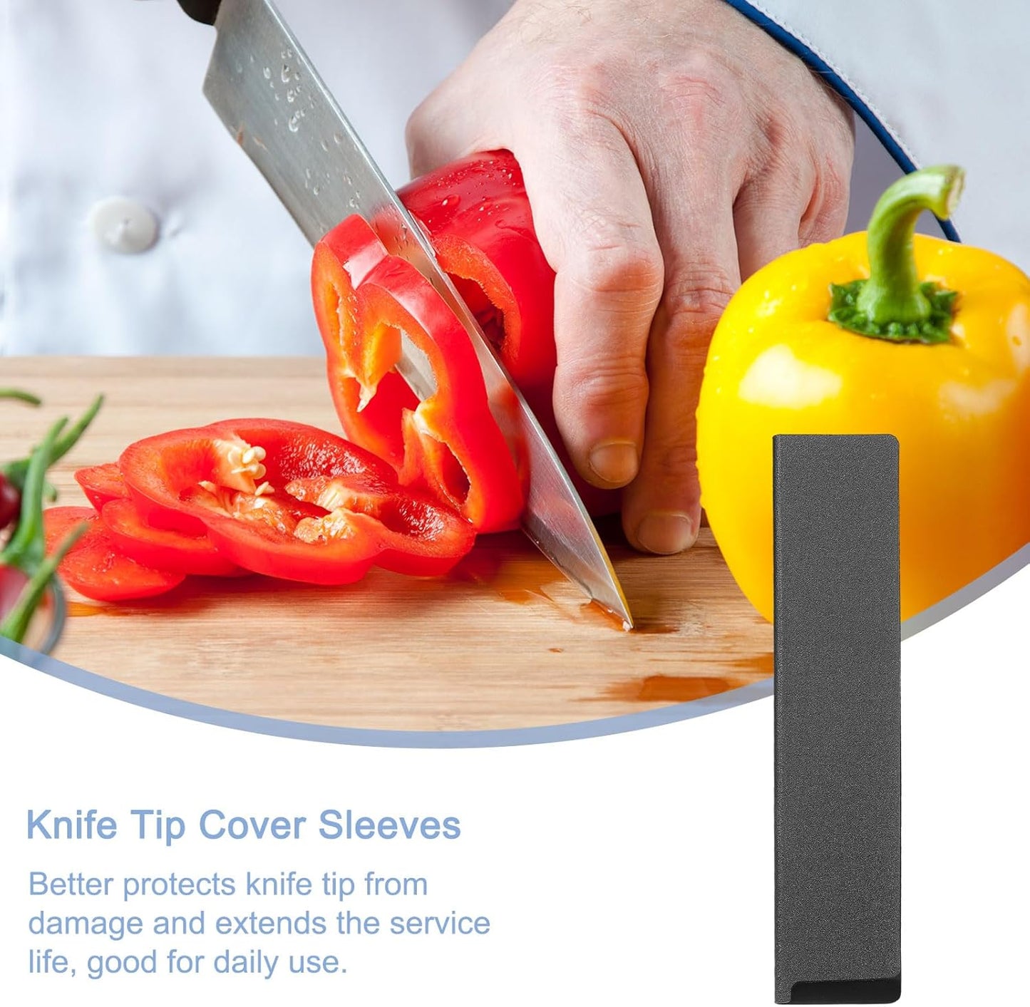 uxcell 2 Pcs Knife Tip Guards 6.5"x 2" ABS Knife Cover Sleeves Knife Case Blade Protector Universal Knife Sheath for Home Kitchen Knife, Black