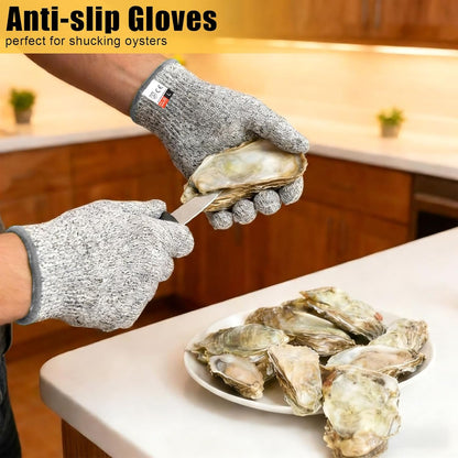 2 Pairs Cut Resistant Gloves Level 5 Protection, Food Grade Cut Proof Gloves, Safety Anti Cutting Glove For Cooking Meat, Oyster Shucking, Mandoline, Chefs, Food Prep, Carving, Butcher (M+L)