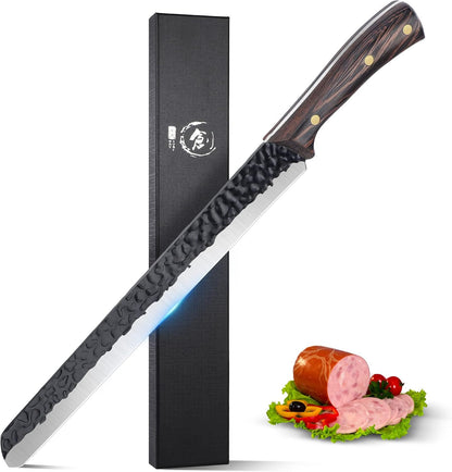 ROCOCO Hand Forged Meat Cleaver Sharp Butcher Knife for Meat Cutting Vegetable Cleaver with Sheath for Home Kitchen Outdoor Camping BBQ Father Mother Gift Idea Men