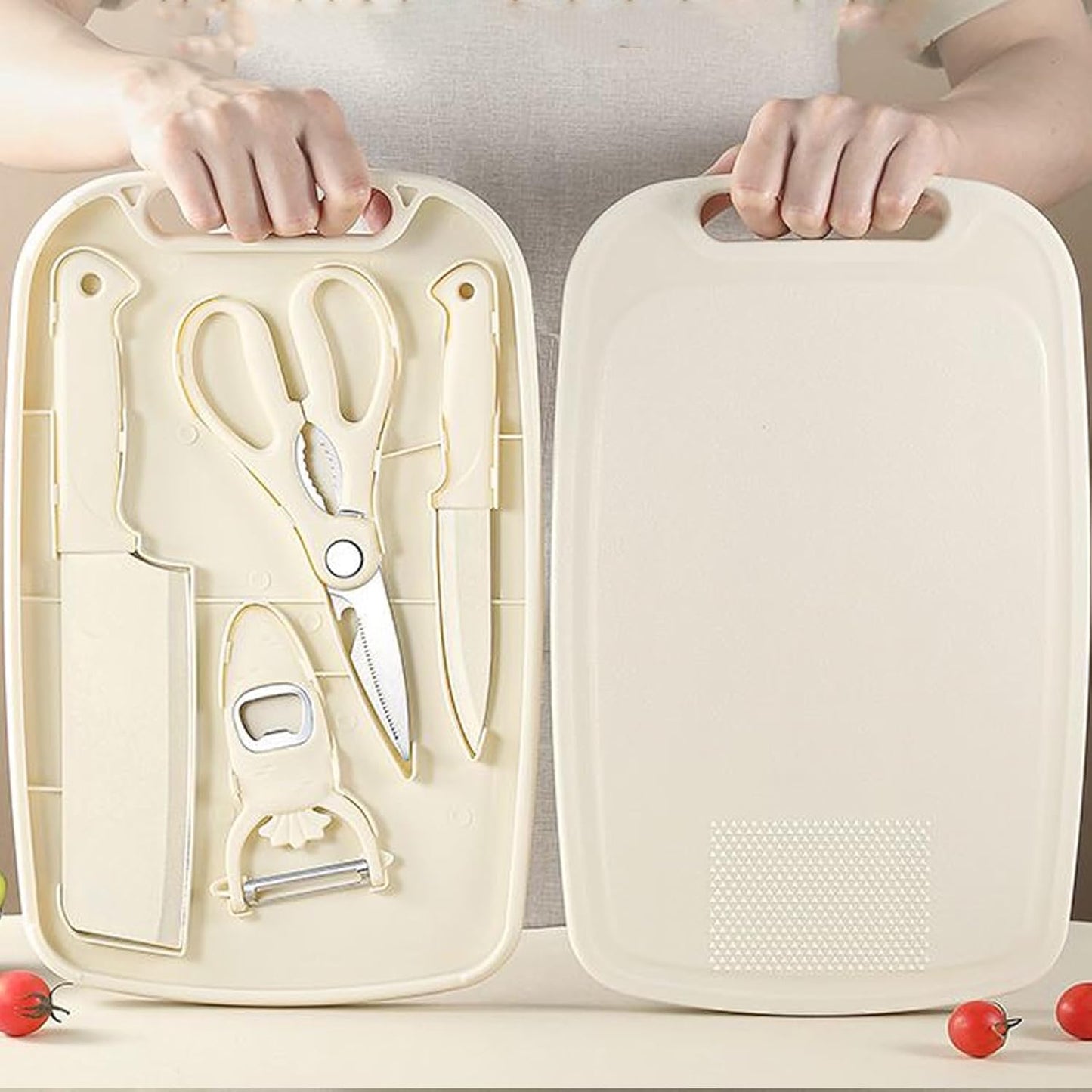Knife and Cutting Board Set, 5 In1 Travel Small Cutting Boards with Knife Camping Essentials for Travel College(Green)