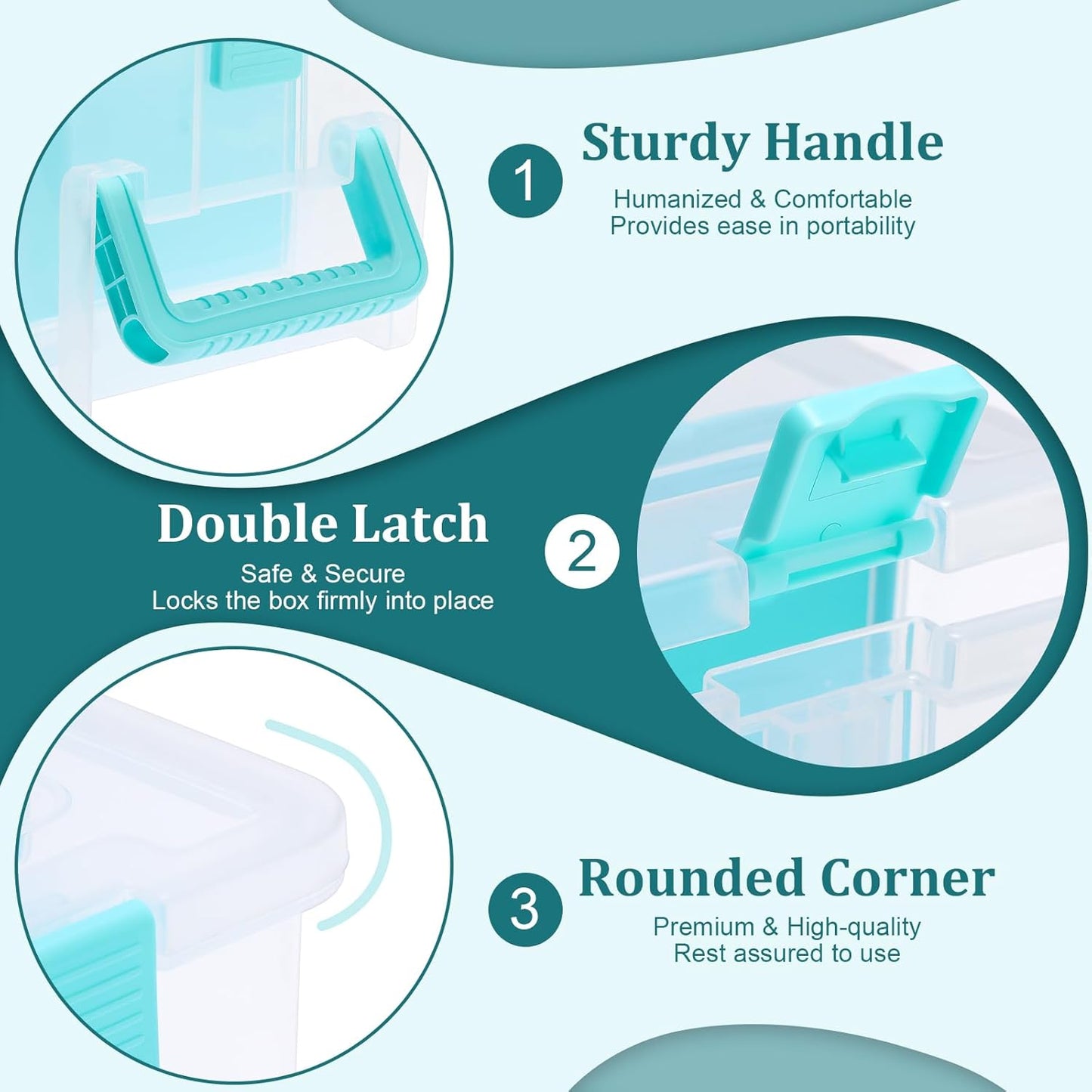 BTSKY Clear Plastic Dividing Storage Box with 4 Compartments Adjustable Storage Bin with Lid Plastic Craft Storage Container Multipurpose Sewing Box Art Supply Organizer, 13.3x8.1x3.4 Inches