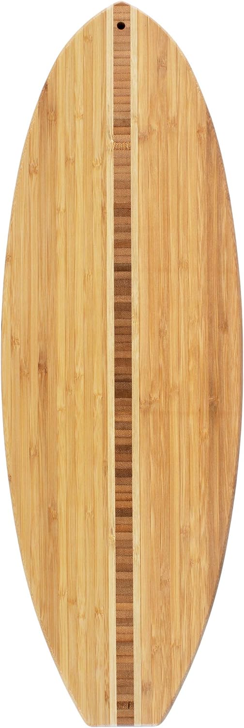 Totally Bamboo Lil' Surfer Surfboard Shaped Bamboo Serving and Cutting Board, 14-1/2" x 6