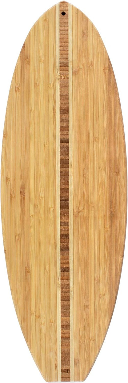 Totally Bamboo Lil' Surfer Surfboard Shaped Bamboo Serving and Cutting Board, 14-1/2" x 6
