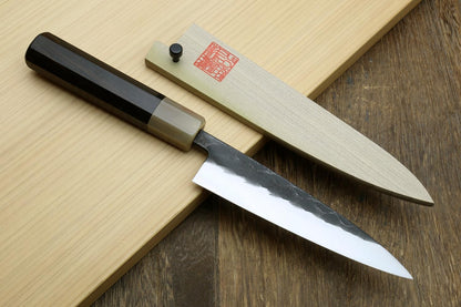 Yoshihiro Kurouchi Stainless Clad High Performance SLD Japanese Nakiri Vegetable Knife & Petty Utility Knife 2pc Set (Nakiri 6.5" / Petty 5.3" & Saya Cover)
