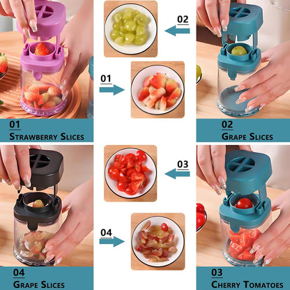 New Grape Cutter for Toddlers, Cutter Quarter Slicer Tool Into 4 Pieces for Slicing Grapes, Strawberries, Cherry, Tomatoes (Pink)
