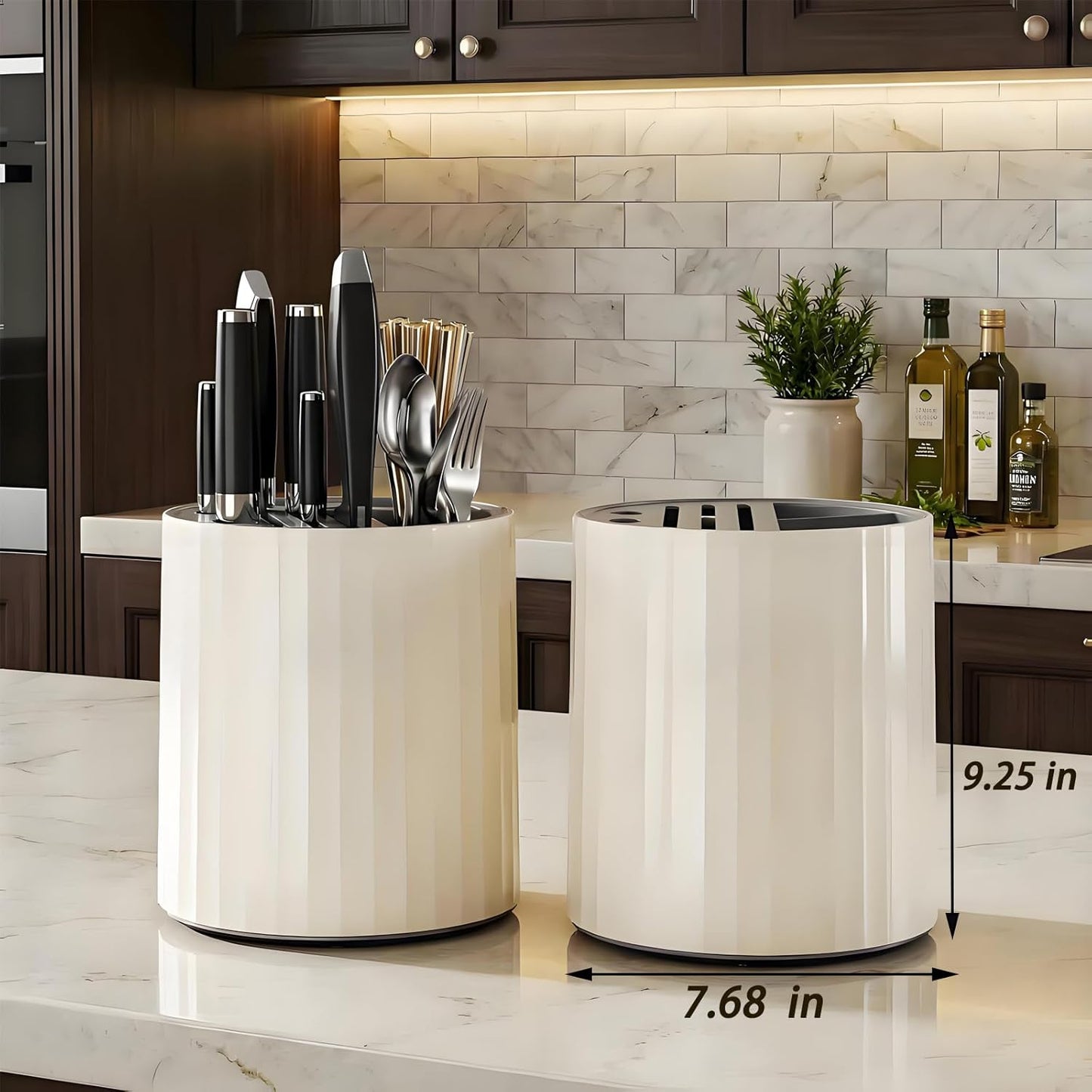 Knife Holder and Utensil Holder - Modern Rectangular Design Universal Knife Block and Kitchen Utensils Organizer for Counter-top Easy Cleaning Detachable Kitchen Knife Storage