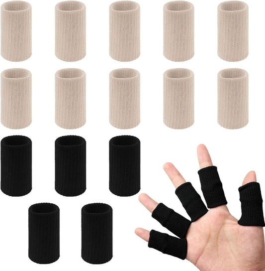 20 PCS Finger Sleeves Protectors, Sport Finger Sleeves Finger Splints Thumb Finger Brace Support Elastic Thumb Sleeves for Relieving Pain Arthritis Trigger Finger(Blue Black)