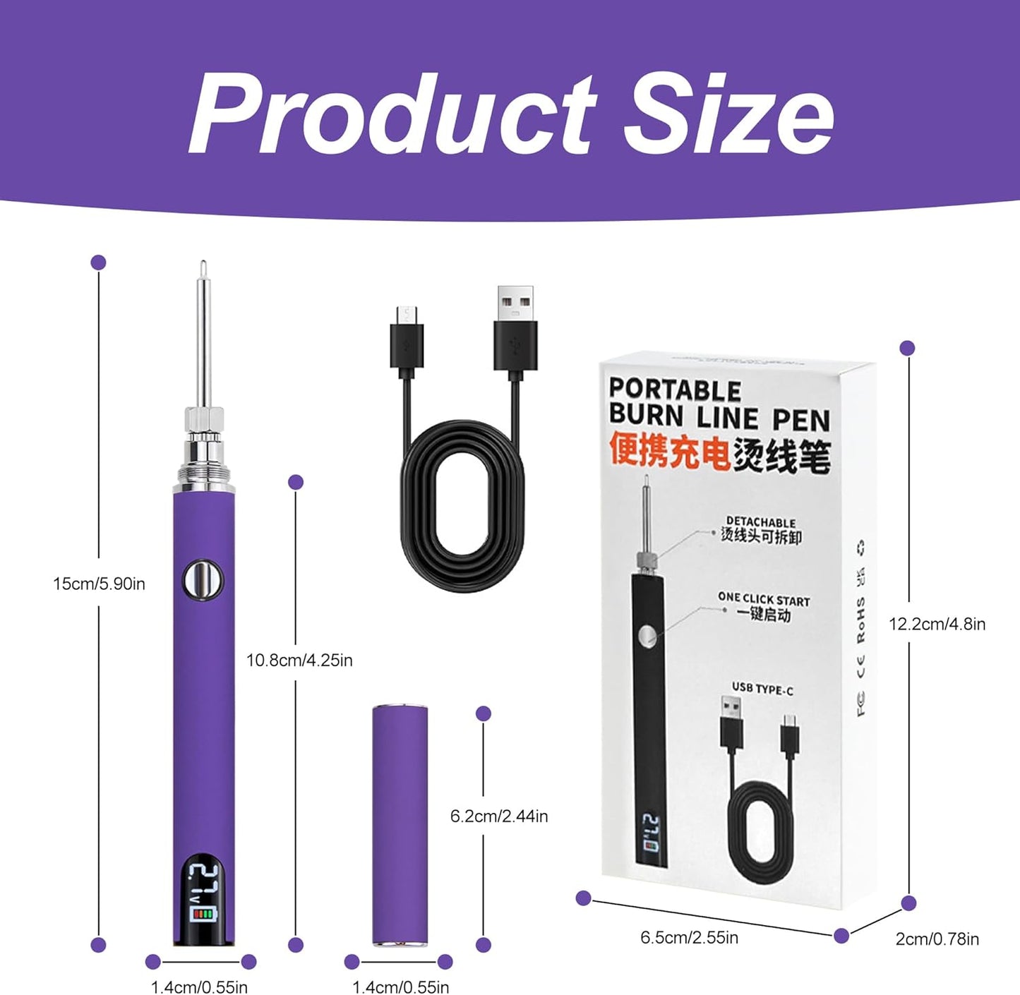 Rechargeable Thread Burner Kit, Knitting & Beading Thread Burning Tool, for Leather Craft, Sewing, Weaving and Stringing, Beading, Wooden Board Hot Stamping, Molten Wax Carving (Blue)