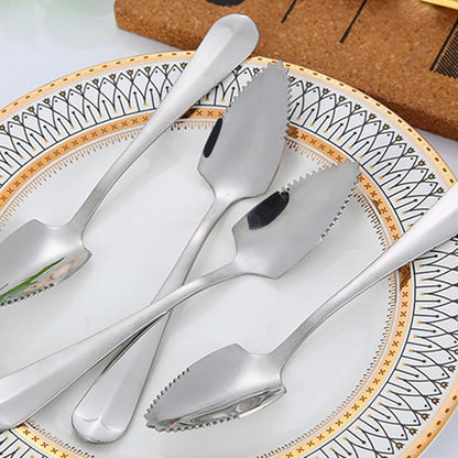 Grapefruit Spoons Serrated Edge, Grapefruit Knife & Spoon Curved Serrated Set, Stainless Steel Grapefruit Utensil Tool Dessert Spoons for Citrus Lemon Kiwi Salads Melon Lime Pitaya Apple Fruit Puree