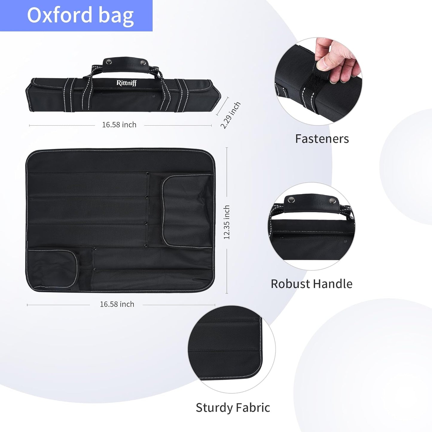 5 PCS Chef Knives with Roll Bag, Kitchen Knife Set, Sharp Stainless Steel Camping Knife for Cutting Meat, Fruits & Vegetables - Black