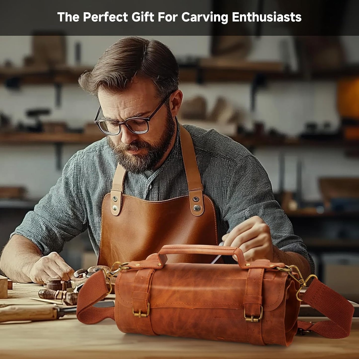 Wood Carving Kit, 17Pcs Wood Carving Tools, Professional Whittling Knife Set, Wooden Hand Knives with Sheath & Deluxe Leather Roll Bag for Beginners Adults & Starter Woodworking