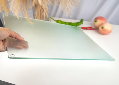 Kitchenville Glass Cutting Board 20”x16”: Tempered Glass Kitchen Counter Protector - Durable- Scratch-Resistant, Heat-Proof - Clear Design