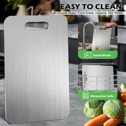 Titanium Cutting Board Set of 3, Titanium Cutting Boards for Kitchen, 100% Double Sided & Food-Grade Titanium Cutting Boards, Dishwasher Safe, Suitable for Separate Raw and Cooked Food (M+L+XL)