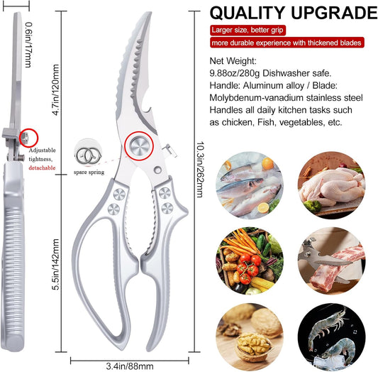 Kitchen Scissors for Food,Heavy Duty Poultry Shears with Non-Slip Handle & Safety Lock,All Purpose Stainless Steel Meat Scissors of Chicken,Fish