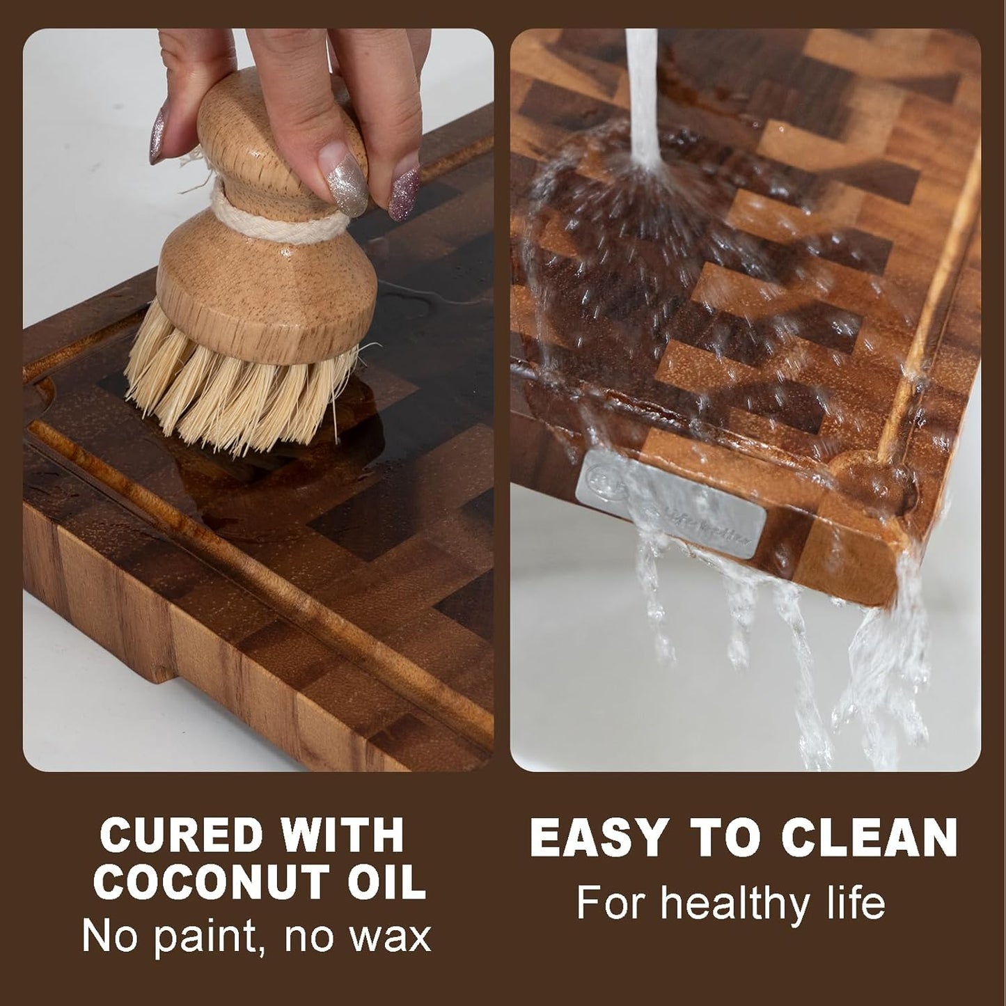 Walnut Wood Cutting Board 17x13x1.2'', Butcher Block Wooden Cutting Boards for Kitchen, Premium Walnut Cutting Board with Juice Groove, End Grain Cutting Board with Built-in Handle