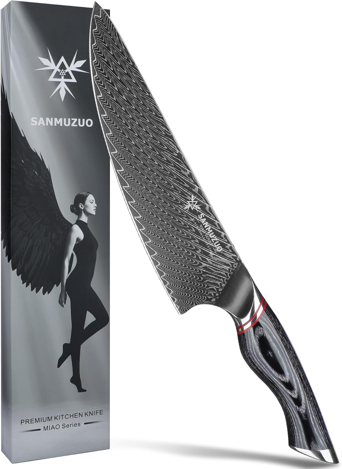 3.5 Inch Paring Knife - Fruit and Vegetable Peeling Knives, Black Damascus Steel with Ergonomic Handle - MIAO Series