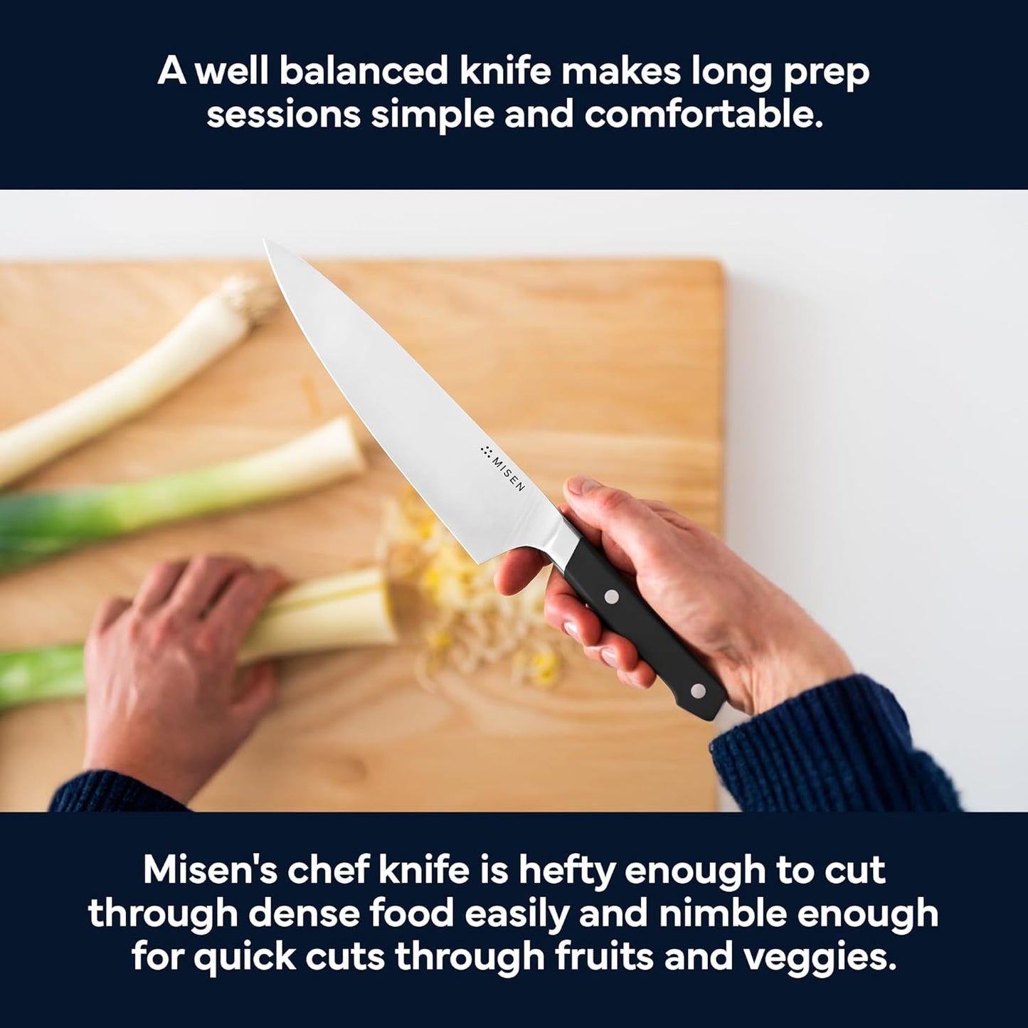 Misen 8" Chef Knife – High Carbon Japanese AUS-10 Stainless Steel – Hybrid German & Japanese Blade – Precision Kitchen Knife for Professionals & Home Cooks – Ultimate Cutting Performance - Green