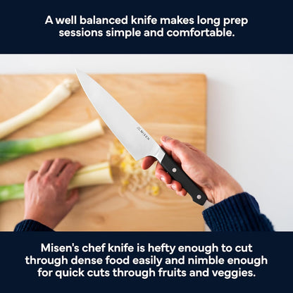 Misen 8" Chef Knife – High Carbon Japanese AUS-10 Stainless Steel – Hybrid German & Japanese Blade – Precision Kitchen Knife for Professionals & Home Cooks – Ultimate Cutting Performance - Green