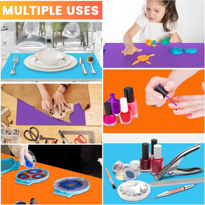 3 Pack Silicone Mats for Crafts, Premium Playdough Mat,A3 Size Silicone Sheet, Liquid, Resin Jewelry Casting Molds Mat,15.7 "x11.8" Nonstick & Nonslip Heat-Resistant Table Protector by AOULELA