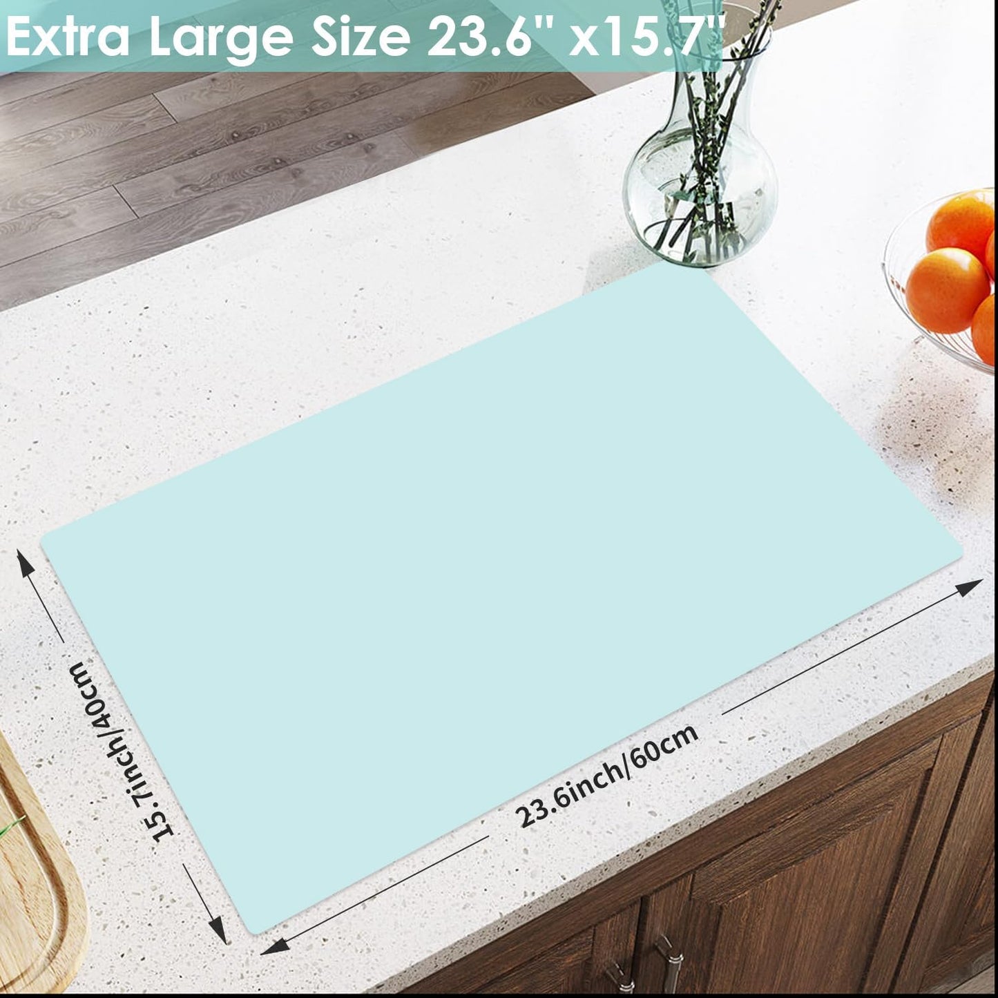 Extra Large Dark Green Countertop Mat - Silicone Table Kitchen Desk Mat - Non-Slip & Heat Resistant - Dinner Placemat Pastry Dough Rolling Mat - Colors A