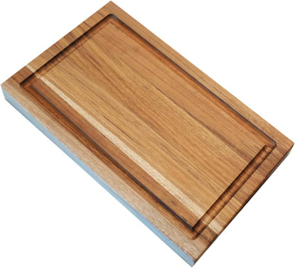 EcoDecors 18"x14" Extra Large Teak Cutting Board, Edge Grain Wood with Juice Groove & Handle, FSC Certified for Kitchen, Carving & Butcher Block Prep