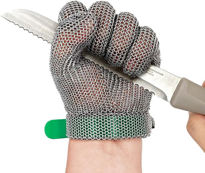 Cut Resistant Stainless Steel Metal Mesh Glove, Food Grade Chainmail Glove for Cutting, Butcher Gloves for Oyster Shucking Fish Filleting Food Processing Leather Cutting (X-Large (Pack of 1))