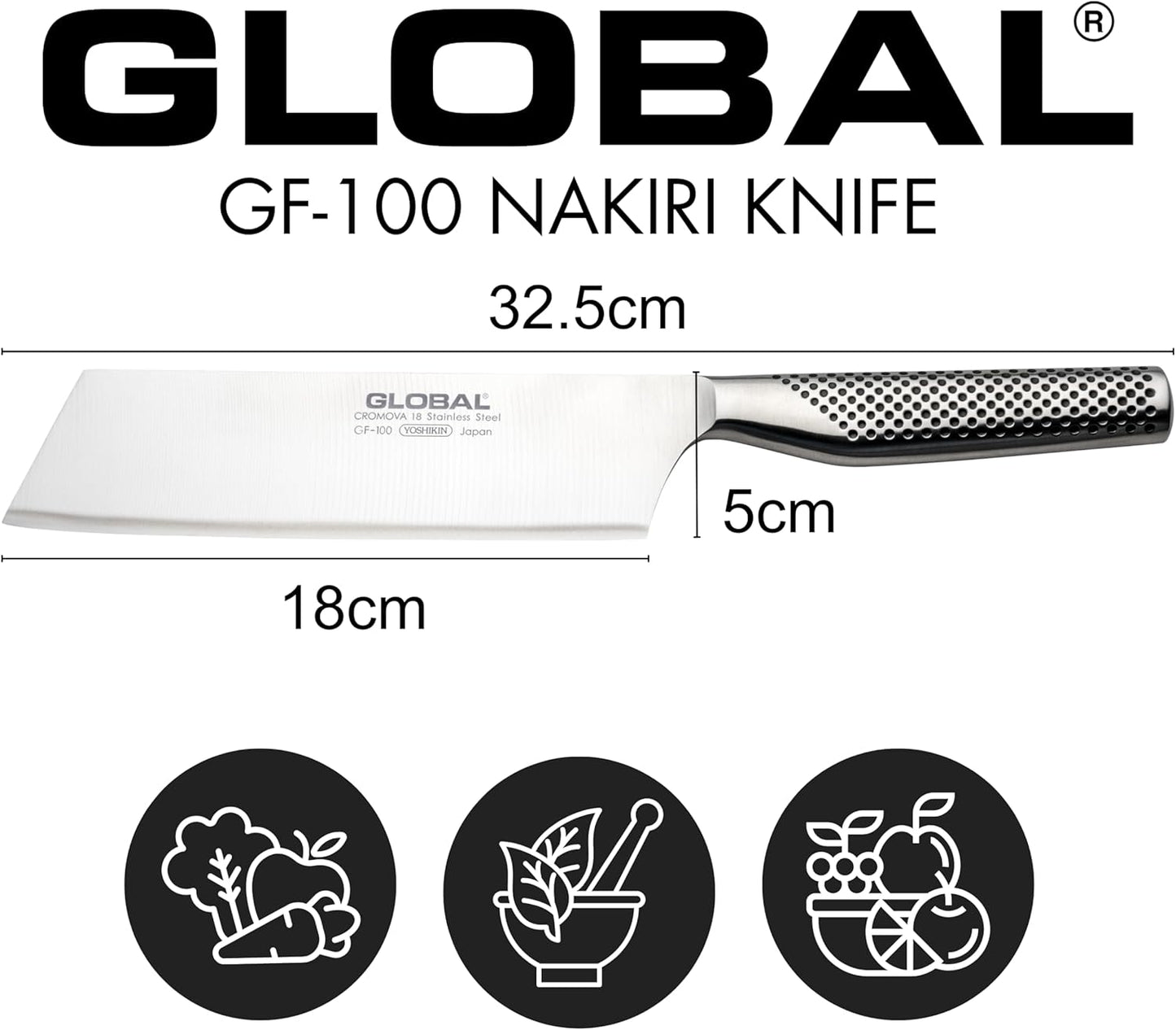 Global Model X 7" Nakiri Knife - Made in Japan - Heavy Duty Chopper