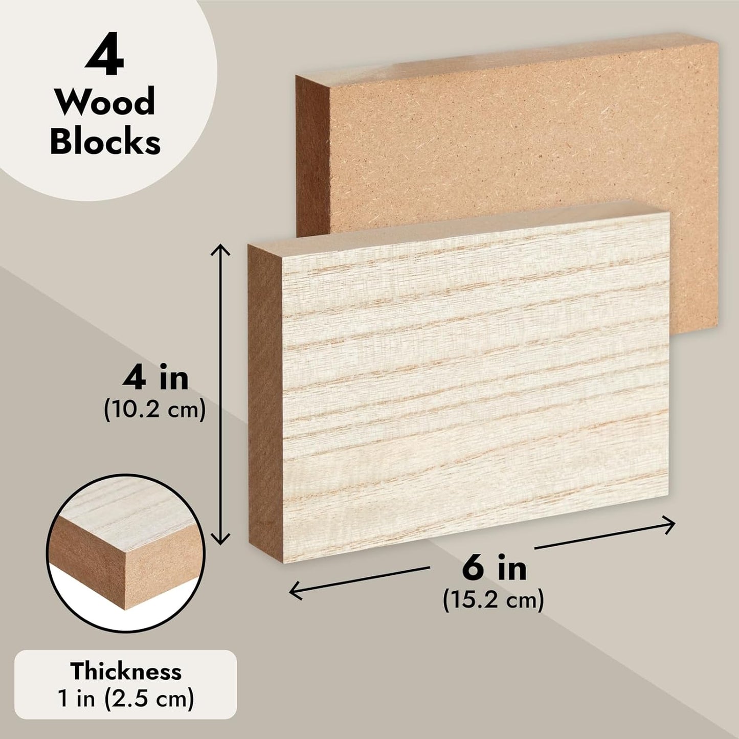Bright Creations Wood Blocks - Wood Boards for Crafts & MDF Board Projects - Carving Blocks & Smooth Painting Surface - 3 x 10 in, 1 in Thick, 4-Pack