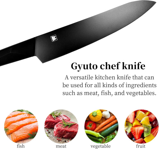 Seki Japan Via Kitchen Japanese Chef Kitchen Knife, Molybdenum Steel Gyuto Knife, TPR & ABS Handle, 185 mm (7.2 in)