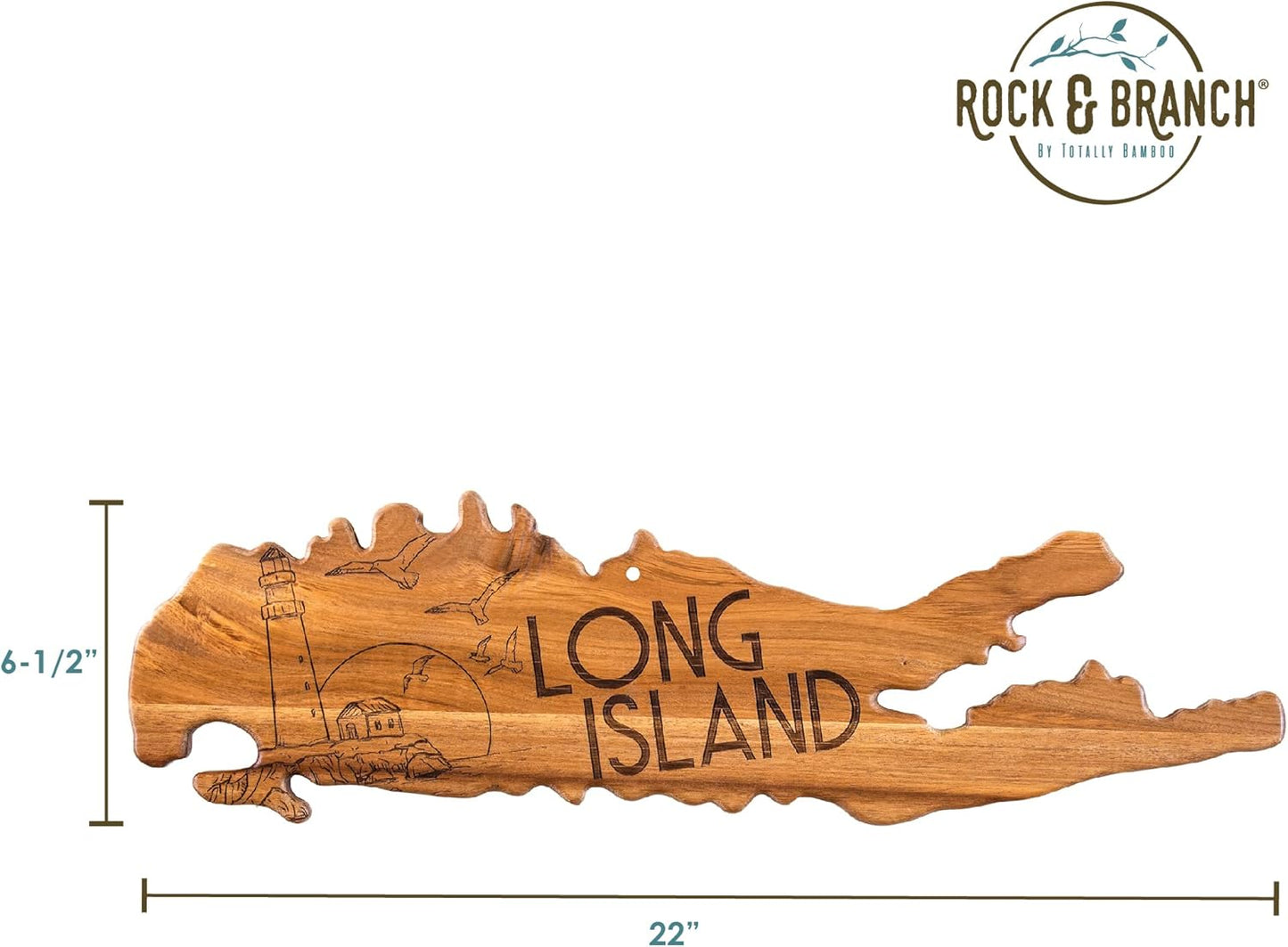 Totally Bamboo Rock & Branch Origins Series New York State Shaped Cutting Board and Charcuterie Serving Tray, Includes Hang Tie for Wall Display