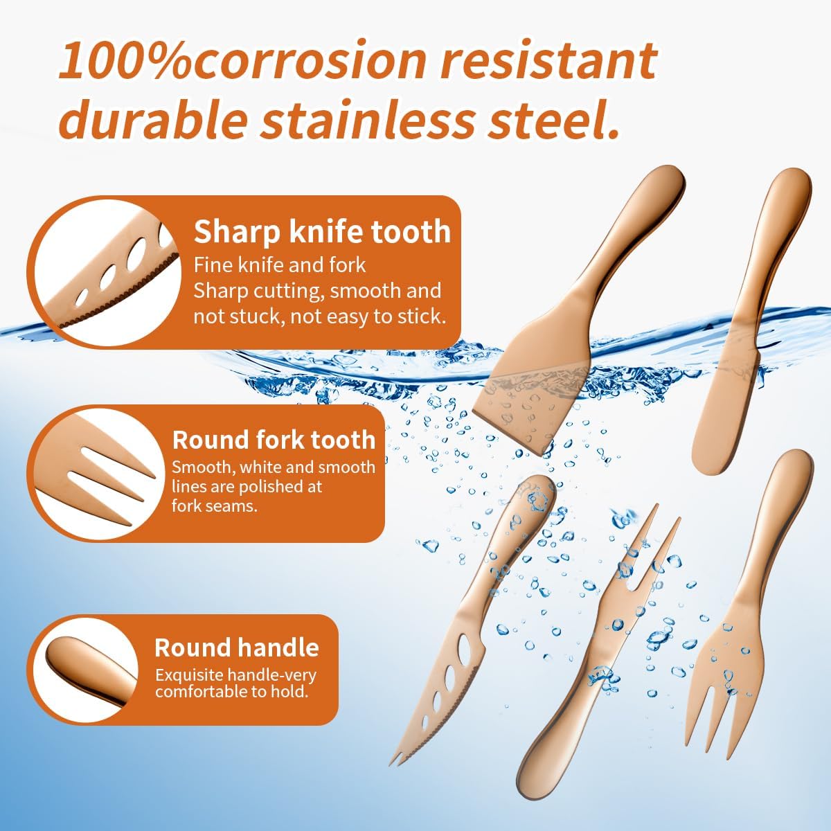 Copper Cheese Knives Set 7 Pieces Stainless Steel Kitchenware Utensils Gadgets 7 Pieces Cheese Knife,Cheese Spreader,Cheese Forks,Cheese Slicer,Cheese Cutter,Butter Knife