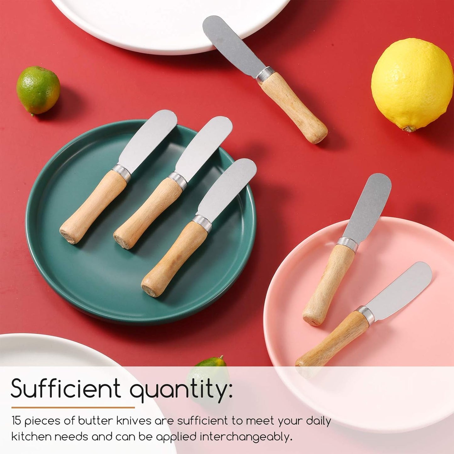 Patelai 25 Pieces Mini Butter Spreader Knife Bulk 4. 5 Inch Wide Blade Stainless Steel Knife with Wood Handle Multipurpose Cheese Butter Spreader Knives for Kitchen Birthday Wedding Christmas