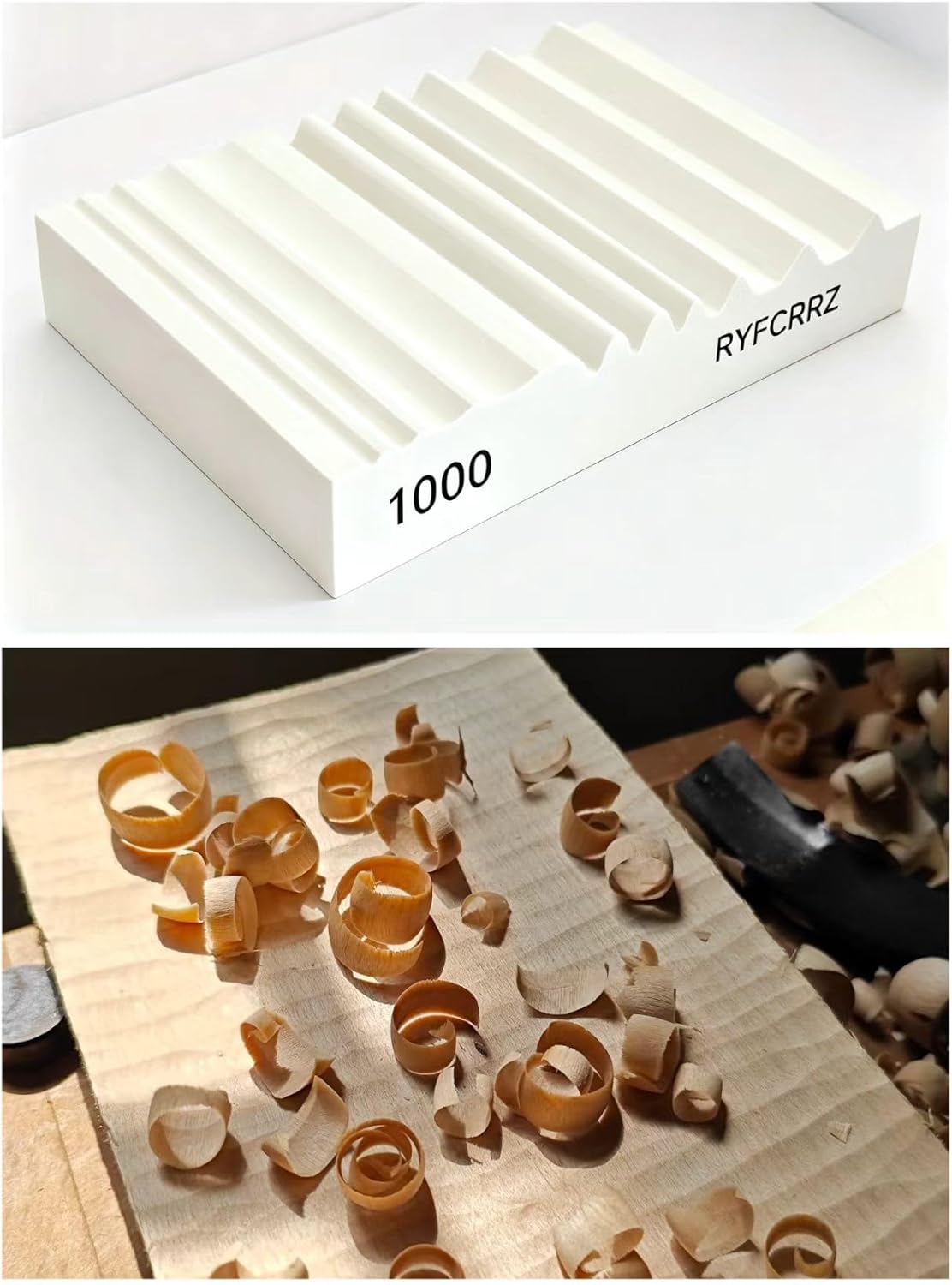 RYFCRRZ Whetstones Wood Carvers Sharpener Wood Carving Chisel Tools Knife Gouge Sharpening Stones System Handy Multifunctional Little Wet Stone Waterstone with Multiple Grooves 1000 Grit