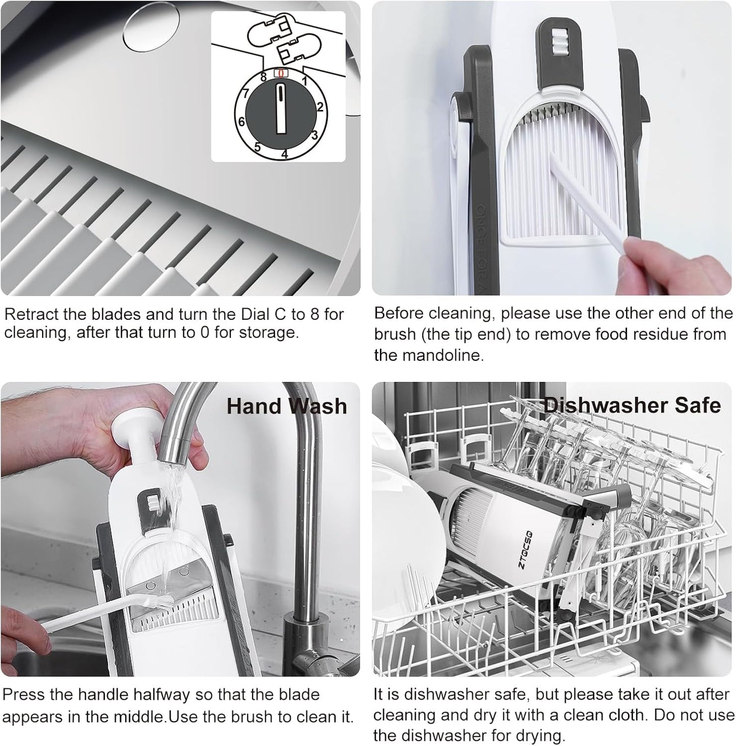 5 in 1 Safe Mandoline Slicer for Kitchen, Safe Vegetable Chopper, Paring Knife, Adjustable Thickness, Easy to Clean, Vegetable Slicer, Slicing, Strips, Shredding, Dicing, Chop (Black Knight)