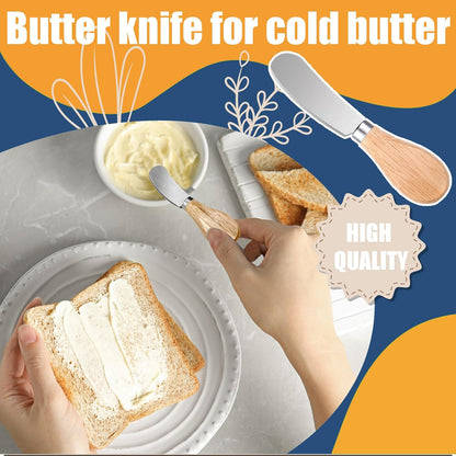 100 Pcs Cheese Spreader Knives with Wooden Handle Stainless Steel Butter Spreader Charcuterie Boards Accessories for Hotels Family Weddings