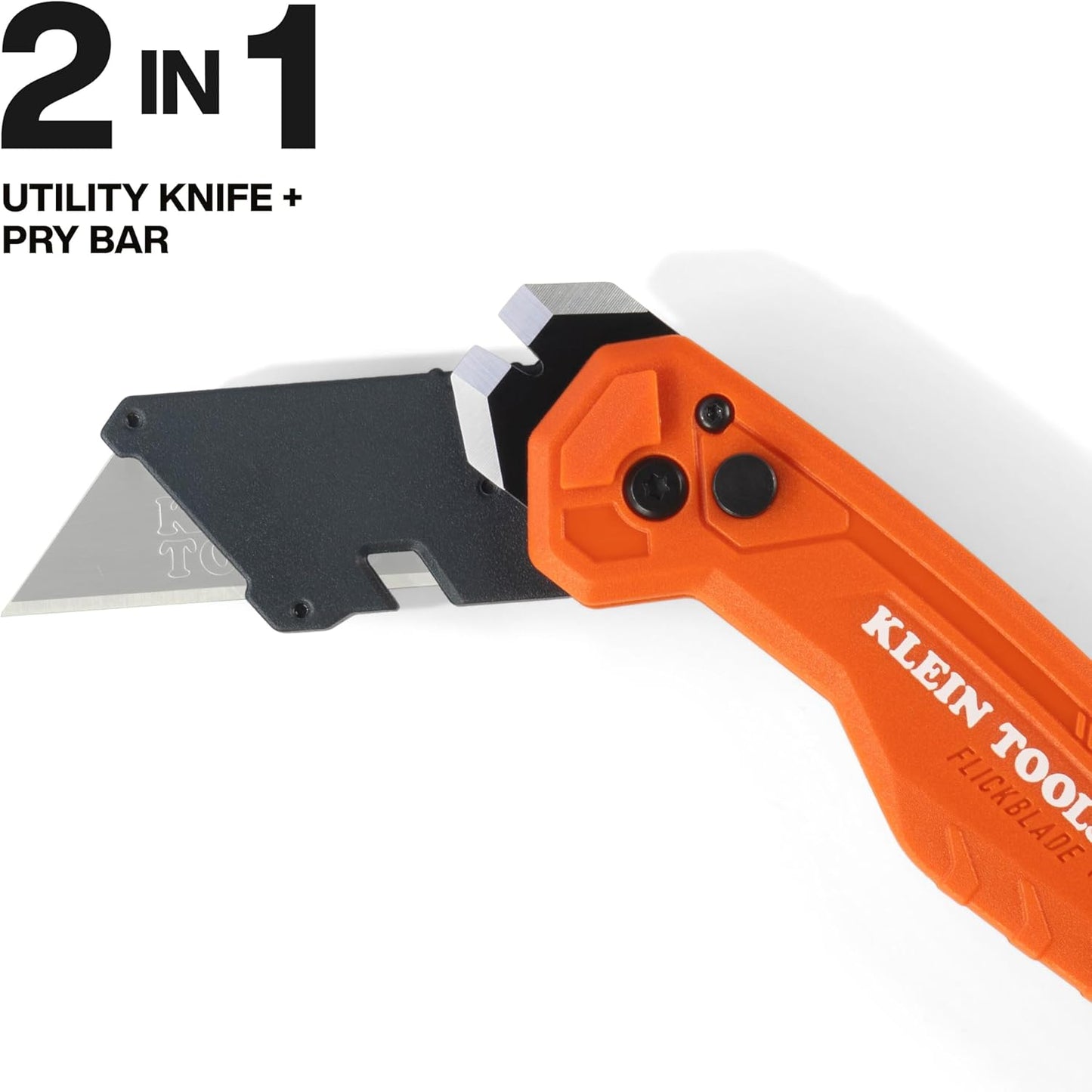 Klein Tools 44306 FLICKBLADE 2-in-1 Folding Utility Knife and Scraper with Built-In Blade Storage, Dual Locking Positions, Includes 3 Triple-Ground Carbon Steel Blades
