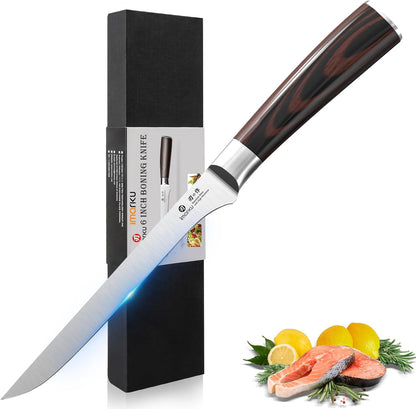 imarku Boning Knife, 6 Inch German High Carbon Stainless Steel Fillet Knife, Perfect for Meat Cutting, Pakkawood Handle, Gifts for Women and Men